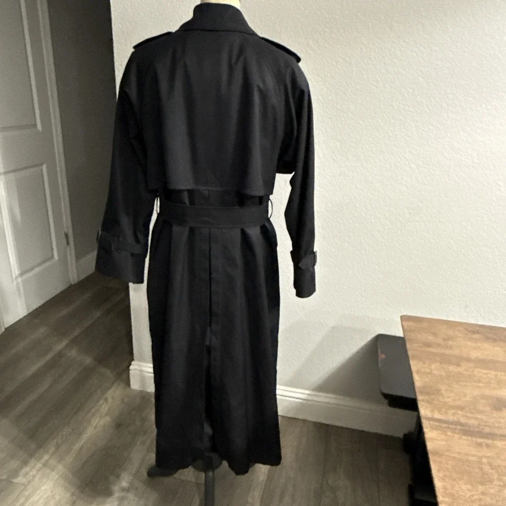 Vintage Burberrys Nova Check Belted Trench Coat Lined Black 8 Petite Wool Liner - Picture 5 of 16